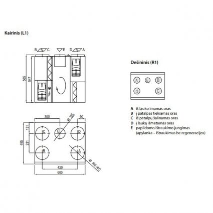 Komfovent rotacinis rekuperatorius Domekt R 400 V-C6 287 m³/h kairinis 2